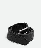 Belt in Intrecciato calf leather with metal buckle., , hi-res