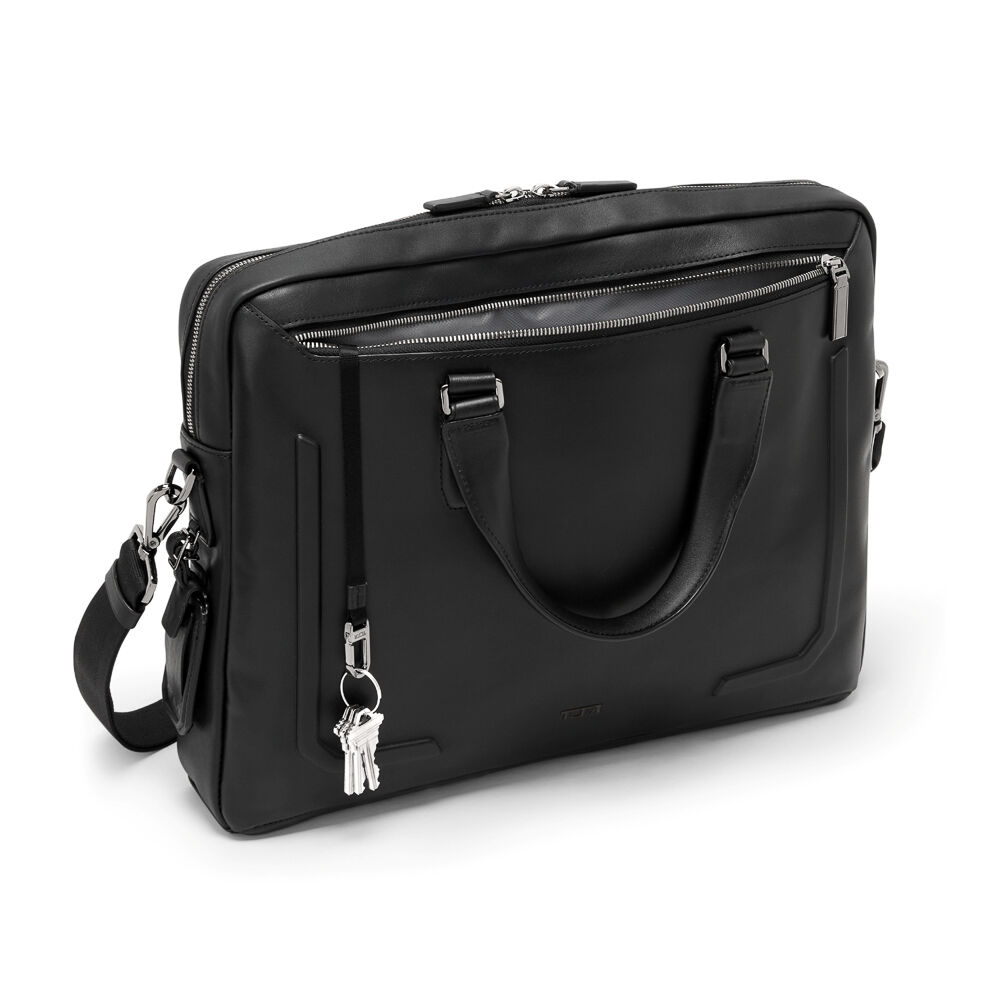 Tumi Avondale Top Zip Brief - Harrison Leather Black Holdall