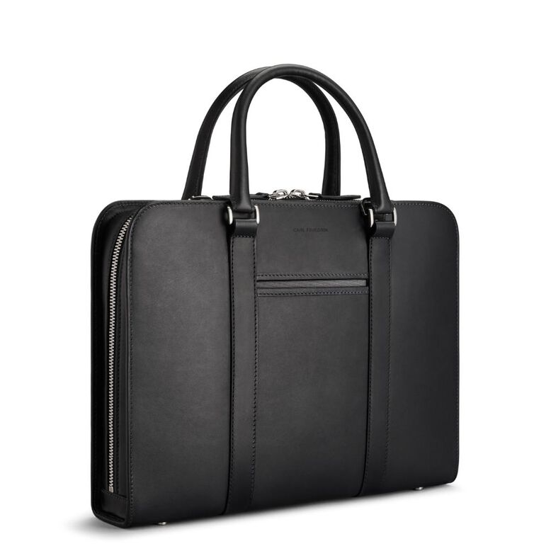 Palissy Slim Leather Briefcase Black/Grey, , hi-res