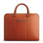 Palissy Double - Wide Leather Briefcase Cognac/Grey