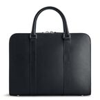 Palissy Slim Leather Briefcase Black/Grey