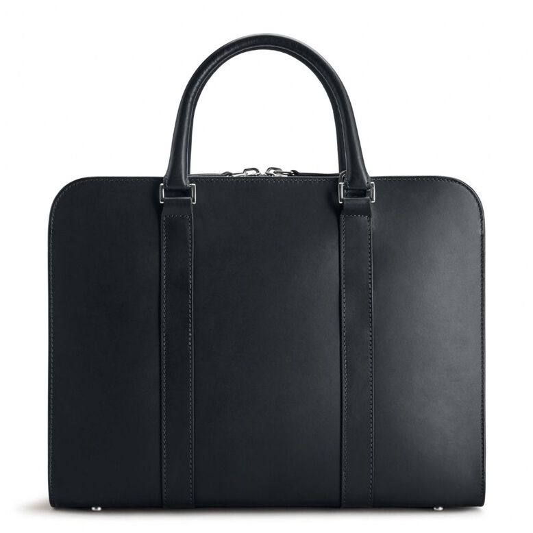 Palissy Slim Leather Briefcase Black/Grey, , hi-res