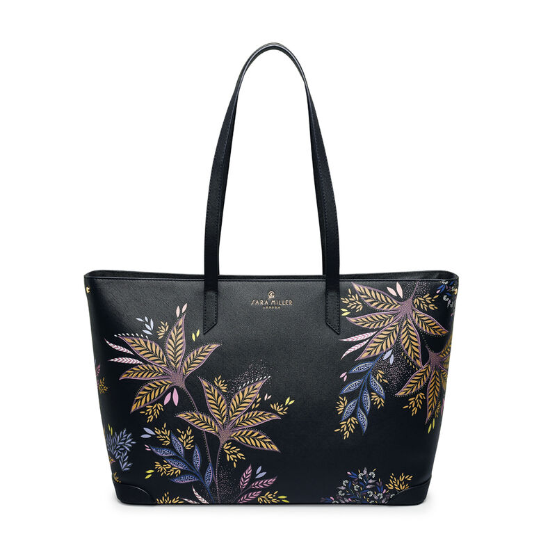 Large Tote Bag - Black Botanic, , hi-res
