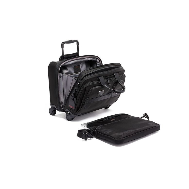 Deluxe 4 Wheel Laptop Briefcase 35.5cm - Alpha 3 Black, , hi-res