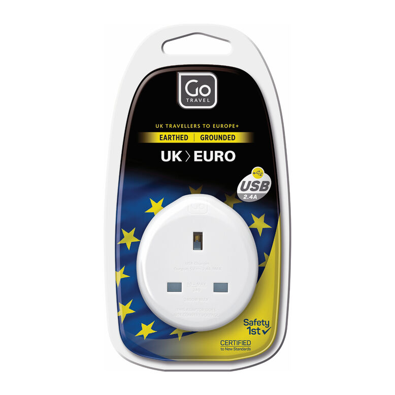 625 UK-EU Adaptor With USB - Adaptors Assorted, , hi-res