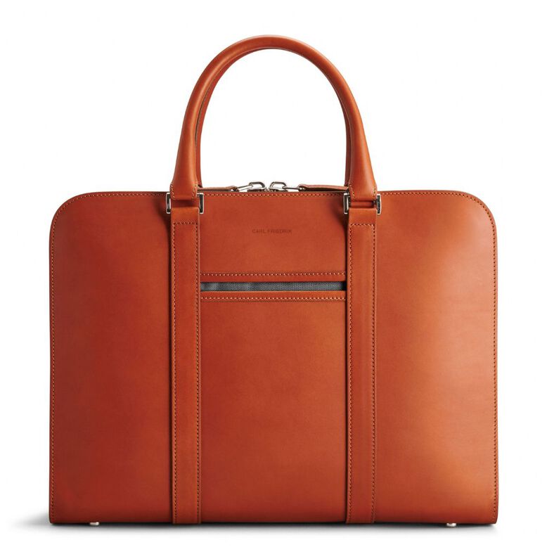 Palissy Slim Leather Briefcase Cognac/Grey, , hi-res