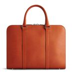 Palissy Slim Leather Briefcase Cognac/Grey