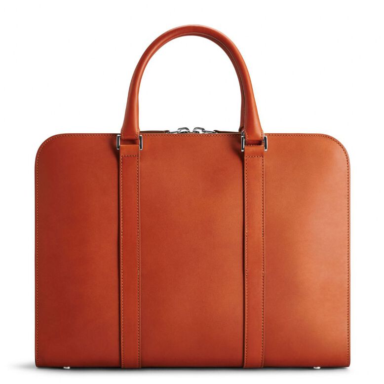 Palissy Slim Leather Briefcase Cognac/Grey, , hi-res