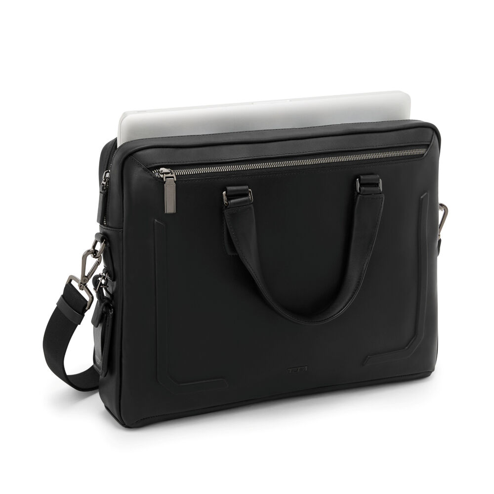 Tumi Avondale Top Zip Brief - Harrison Leather Black Holdall