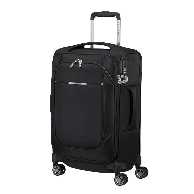 55cm Expandable Carry On Suitcase - Re-Lite Black, , hi-res