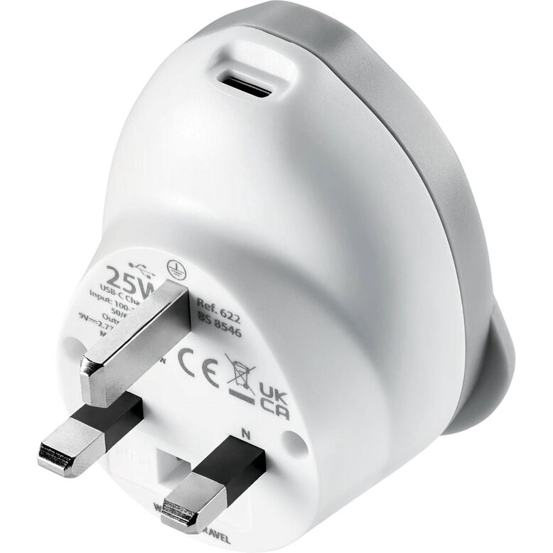 World To UK USB C Fast Charge - Adaptors Grey, , hi-res