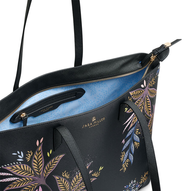 Large Tote Bag - Black Botanic, , hi-res