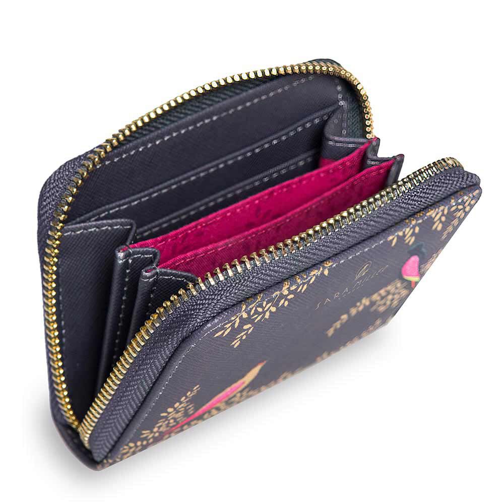 Sara Miller London Small Zip Around Purse Smoke Blue Playing Birds Accessories Heathrow Reserve Collect
