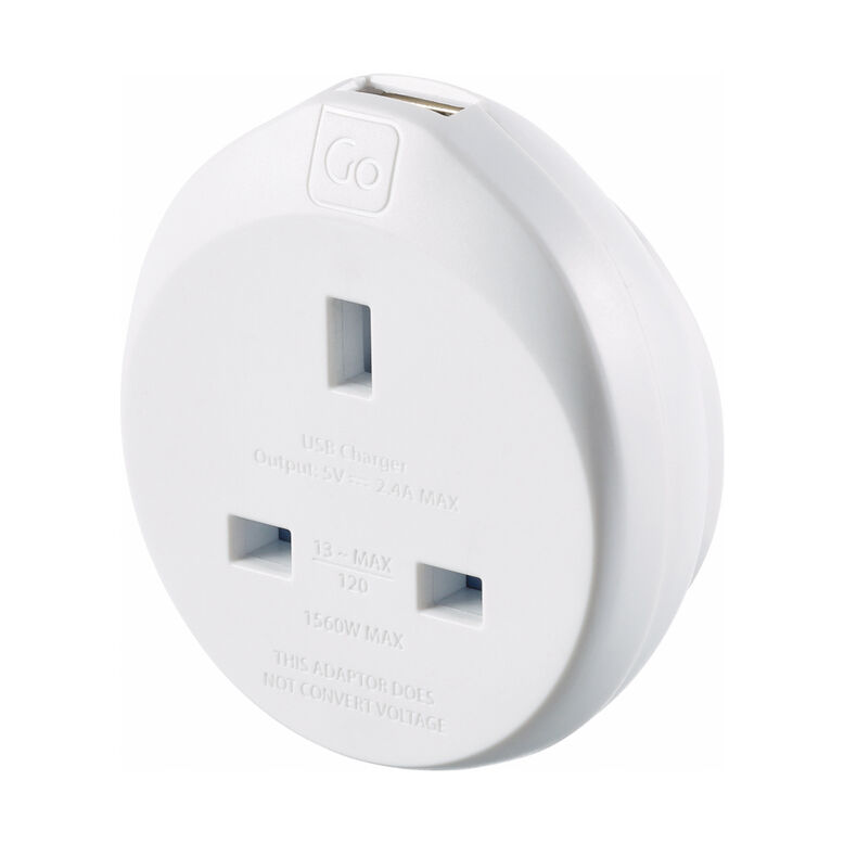 626 UK-USA Adaptor With USB - Adaptors Assorted, , hi-res
