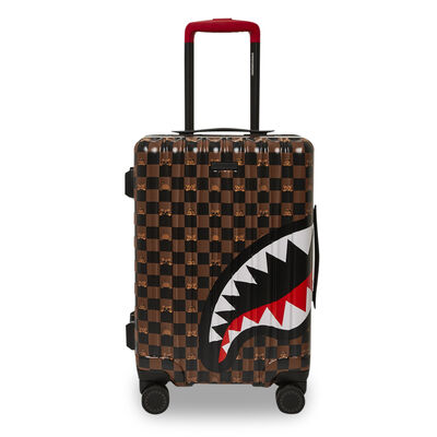 Carry-On Suitcase Luggage - Peeking Character Check Brown,
