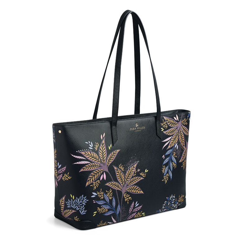 Large Tote Bag - Black Botanic, , hi-res