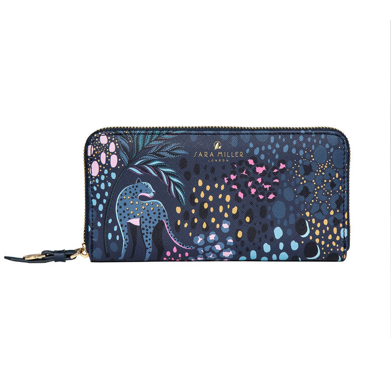Large Zip Around Purse -Midnight Leopard, , hi-res