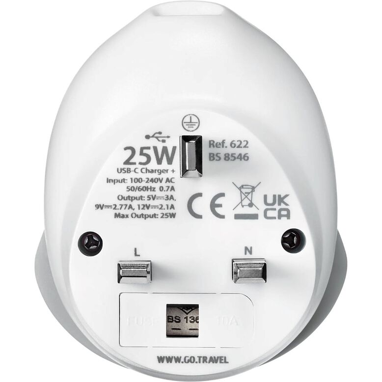World To UK USB C Fast Charge - Adaptors Grey, , hi-res