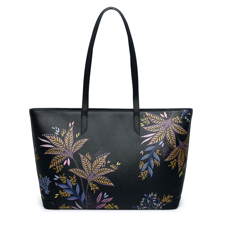 Large Tote Bag - Black Botanic, , hi-res