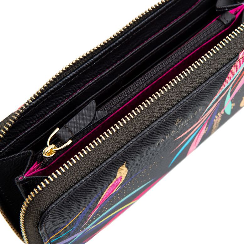 Large Zip Around Purse - Black Bamboo, , hi-res