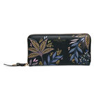 Large Zip Around Purse - Black Botanic