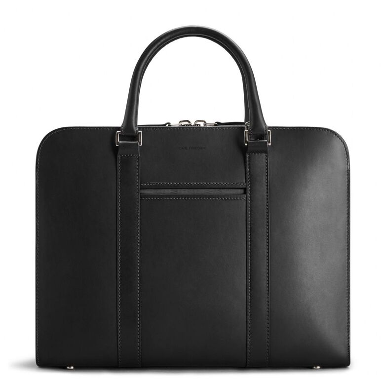 Palissy Slim Leather Briefcase Black/Grey, , hi-res