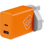Worldwide USB A & USB C Fast Charger - Electronics Orange