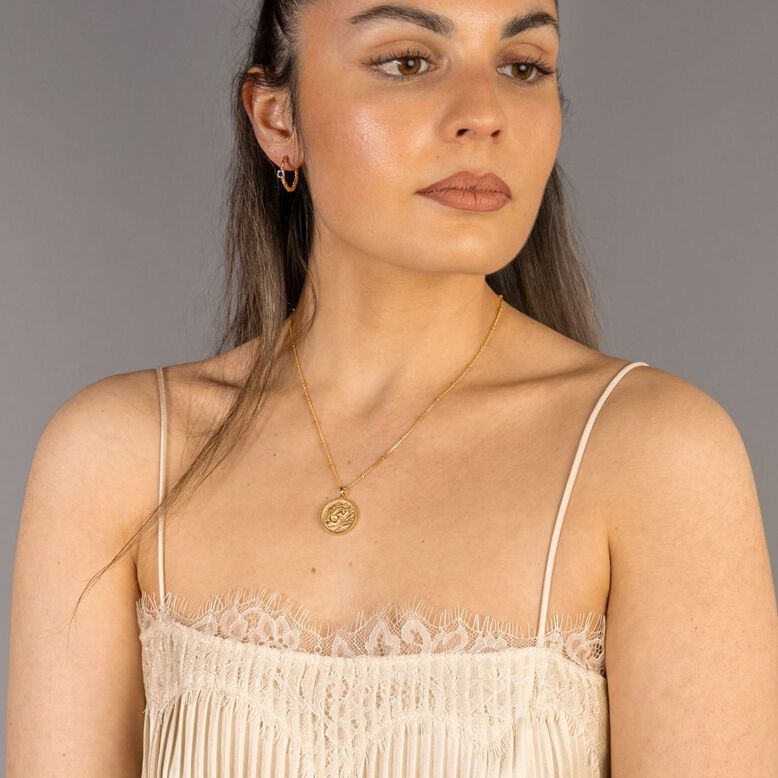 Brave Shorthand Gold Coin Necklace&nbsp;, , hi-res