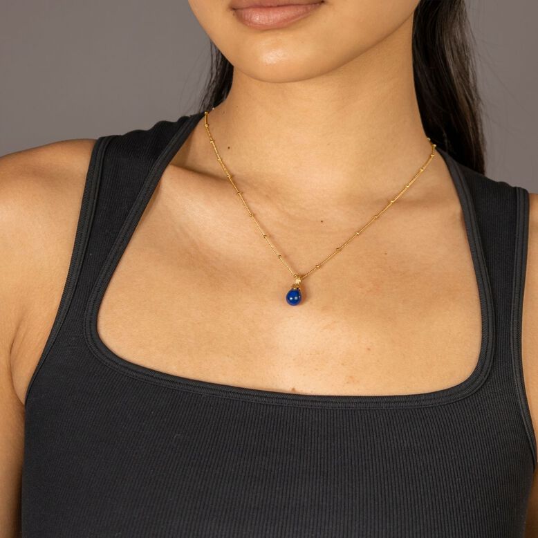 Lapis Lazuli Gemstone Gold Necklace&nbsp;, , hi-res