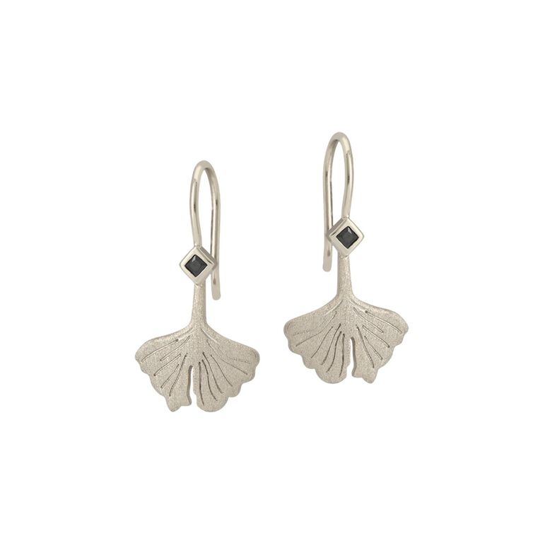 Ginkgo Leaf Silver Earrings, , hi-res