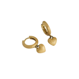 Brushed Gold Heart Huggie Hoops, , hi-res