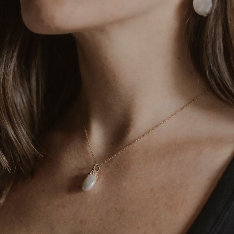 Pearl Lichen Gold Necklace, , hi-res