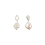 Silver Pearl Lichen Drop Earrings, , hi-res