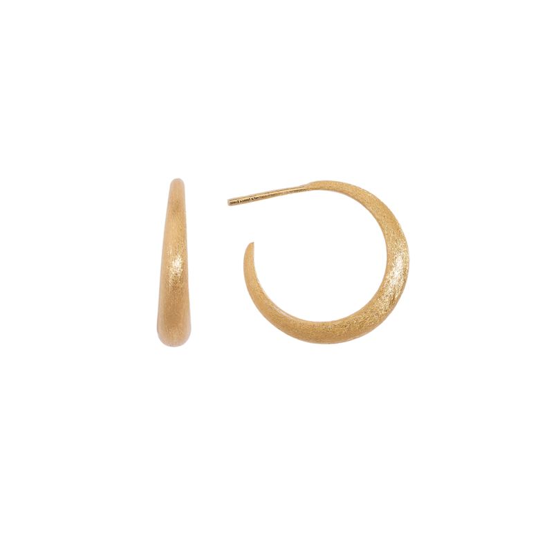 Brushed Gold Medium Tapered Hoop Earrings, , hi-res