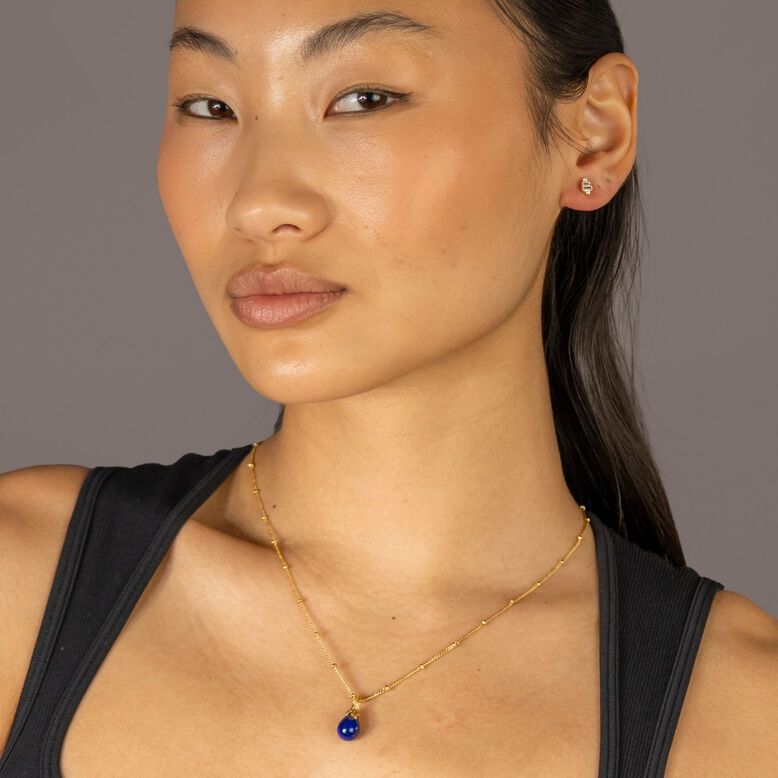 Lapis Lazuli Gemstone Gold Necklace&nbsp;, , hi-res