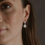 Silver Pearl Lichen Drop Earrings, , hi-res