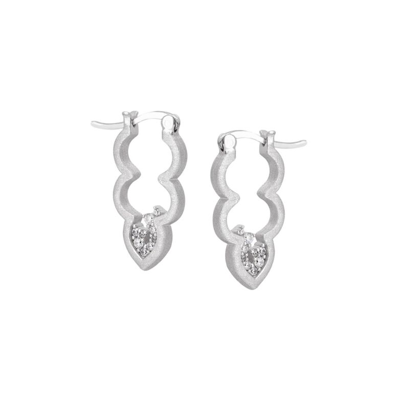 Sparkly Cloud Silver Hoop Earrings, , hi-res