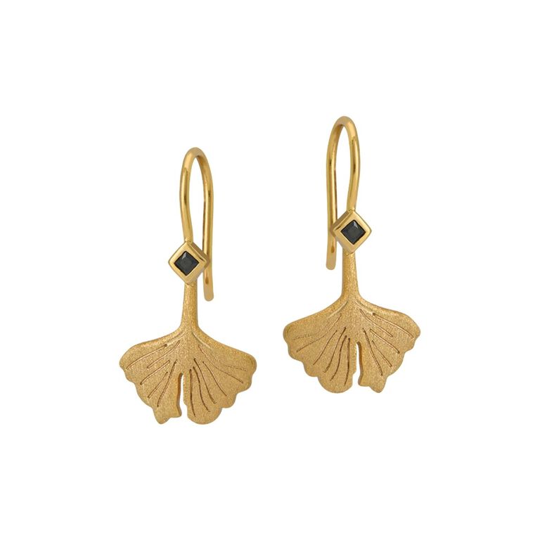 Ginkgo Leaf Gold Earrings, , hi-res