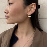 Brushed Gold Heart Huggie Hoops, , hi-res
