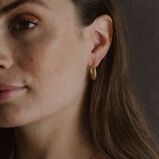 Brushed Gold Medium Tapered Hoop Earrings, , hi-res