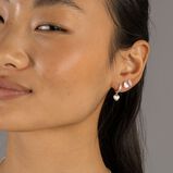 Brushed Silver Heart Huggie Hoops, , hi-res