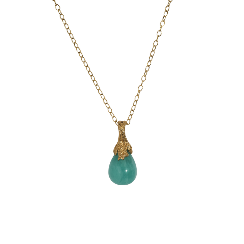 Amazonite Gemstone Gold Necklace, , hi-res