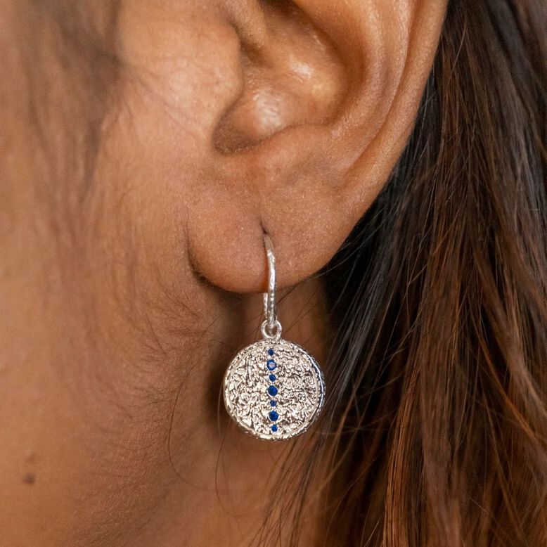 Silver Coin Disc Drop Earrings, , hi-res