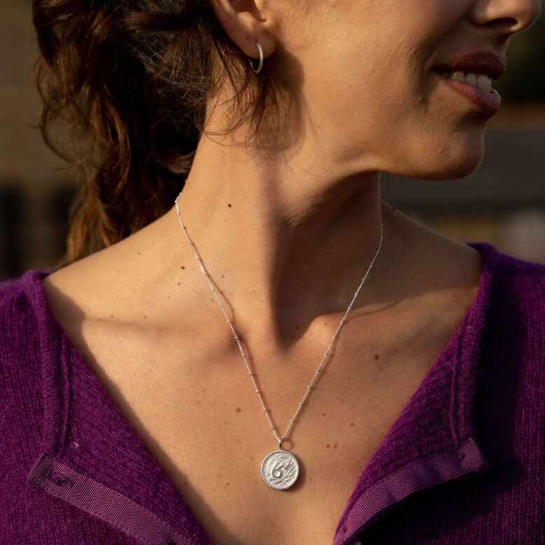 Brave Shorthand Silver Coin Necklace&nbsp;, , hi-res
