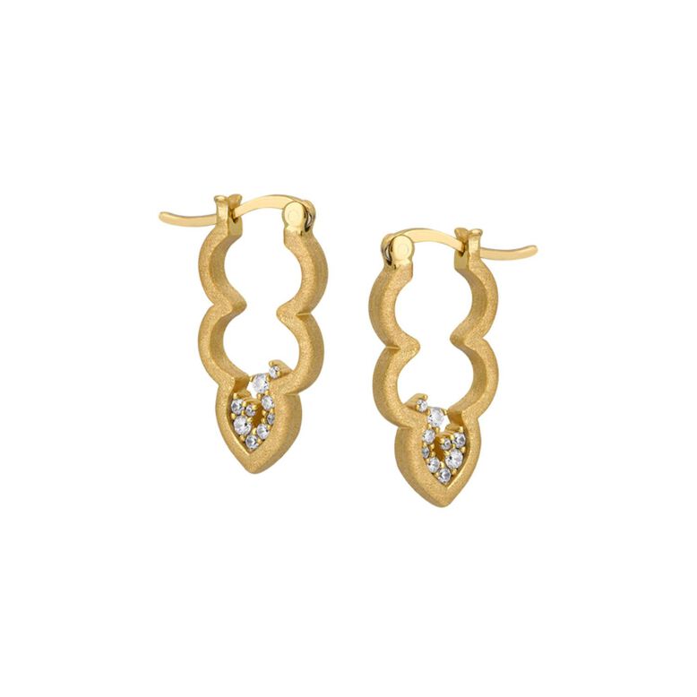Sparkly Cloud Gold Hoop Earrings, , hi-res