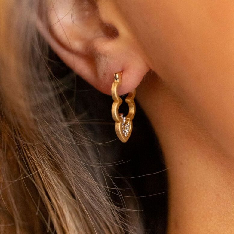 Sparkly Cloud Gold Hoop Earrings, , hi-res