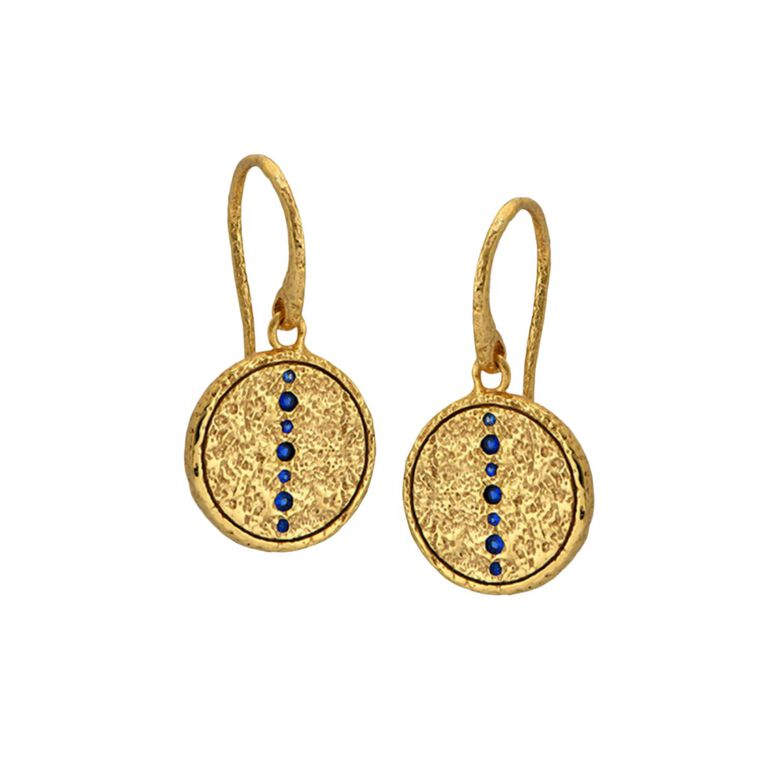 Gold Coin Disc Drop Earrings, , hi-res