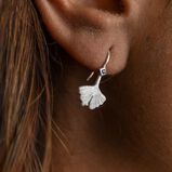 Ginkgo Leaf Silver Earrings, , hi-res
