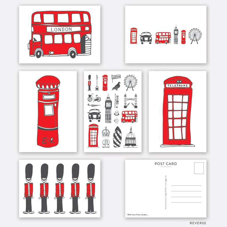 VICTORIA EGGS Pack of Six London Postcards, , hi-res