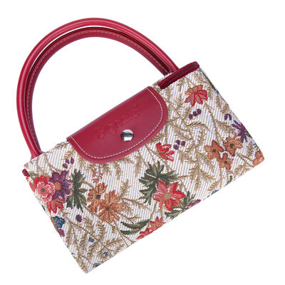 V&a woven tapestry foldaway bag-flower meadow